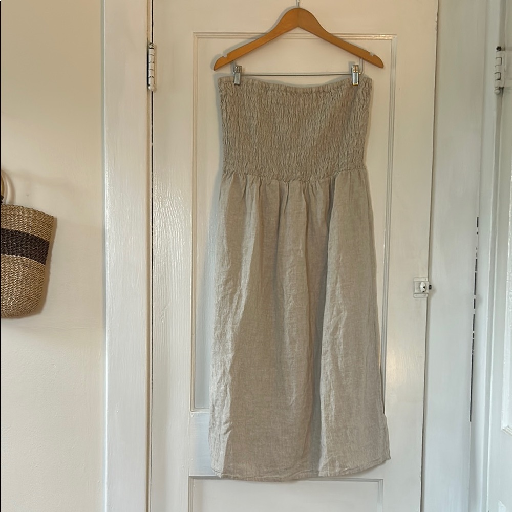 NWOT J.Crew 100% Linen Strapless Dress